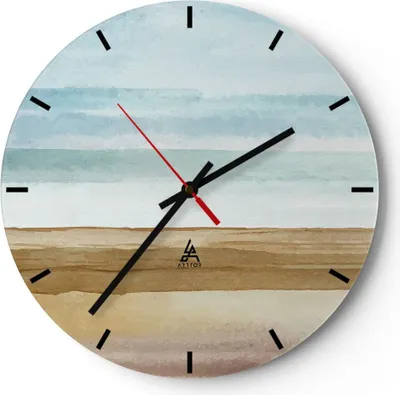 Produktbild von Wanduhr - Rund - Glasuhr - Abstraktion Gürtel Gold - 40x40cm - Schleichendes Uhrwerk - Lautlos - zum Aufhängen bereit - Dekoration Modern - Wanddekoration aus Glas - C3AR40x40-4263