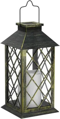 Produktbild von Solarlantaarn mit Blinkeffekt für Außenbereich - LED-Lampe aus Metall - Solarlantaarn für Balkone, Terrassen und Tische