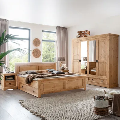 Produktbild von Schlafzimmer Set 6-teilig, Kiefer massiv eichefarben geölt, STEINKJER-69