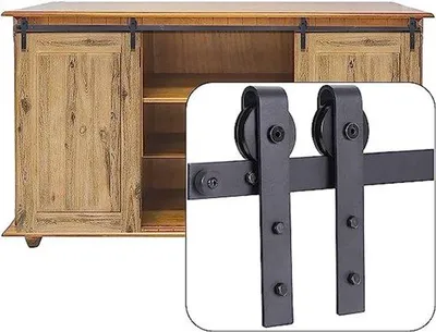 Productafbeelding van Famanu schuifdeursysteem van zwart staal - 120 cm / 150 cm / 183 cm / 200 cm
