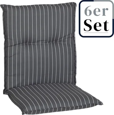 Produktbild von 6er Set Niedriglehner Auflage Belm, Motiv - gestreift, grau - weiss, 101x50x6cm