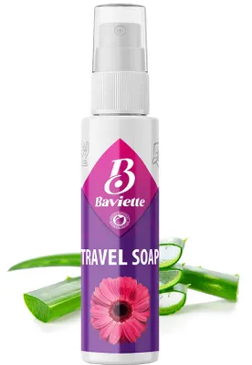 Produktbild von BAVIETTE Eco Travel Soap 50 ml – kompakte Reise-Seife mit Mikroorganismen für Hände, Geschirr & Wäsche unterwegs