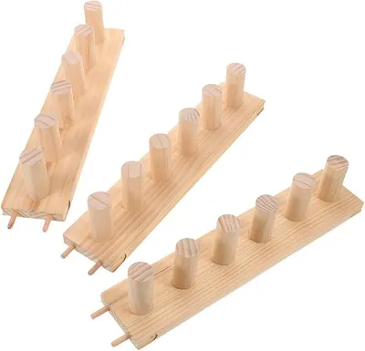 Imagen del producto de Marco de tejido a mano de madera, grande, ideal para principiantes y expertos, color beige