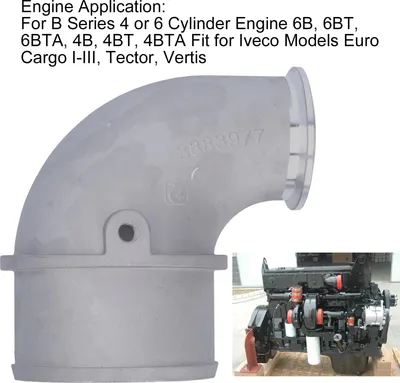 Immagine prodotto di Tubo angolare motore da 4 pollici 3883977 Set adattatori a 90° Adatto per turbocompressori Cummins HX35 HX40 6BTA HX55