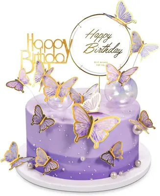 Produktbild von 22-teiliges Tortendeko Geburtstag Set Schmetterlinge Torte Kuchen Cake Topper Mädchen Hochzeit Party Deko