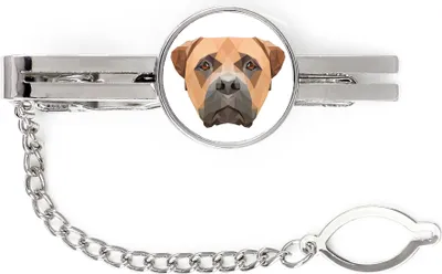 Obrázok produktu pre Bullmastiff – geometrická sponka na kravatu s obrázkom a nápisom od Art-Dog