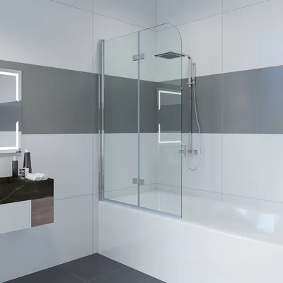 Produktbild von IMPTS Duschwand für Badewanne 100x140cm, Faltbar Duschwand 2-teilig Badewannenaufsatz Faltwand Duschtrennwand Duschabtrennung mit 6mm ESG-Glas