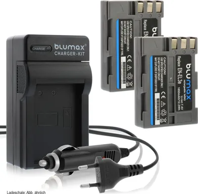 Produktbild von 2x Akku + Lader für Nikon EN-EL3e  DSLR D700 D900 D200 D300 1650 mAh (7,4V)