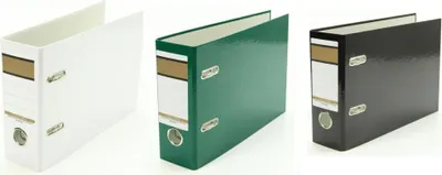 Produktbild von 3x Ordner / A5 quer / 75mm breit / Farbe: je 1x weiß, grün und schwarz