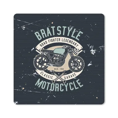 Produktbild von MuchoWow® Mauspad Mousepad Mancave - Motorrad - Retro - Zeichnung 20x20 cm - Mousepads - Maus Mat - Pad - Mausunterlage - Desk Mat - Bureauartikeln