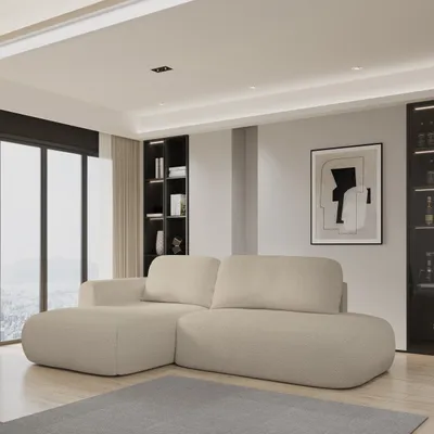 Produktbild von Masseno Ecksofa NUVIRA L-S mit Schlaffunktion L-Form, Sofa mit Bettkasten, Wohnzimmersofa, Couch, Soffa, Bettsofa, Couchgarnitur- Beige, QUELLE 05