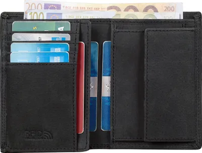 Produktbild von Benthill Herren Ledergeldbörse - Geldbeutel mit RFID-Schutz - Slim Portemonnaie für Herren - Echtem Vintage Leder
