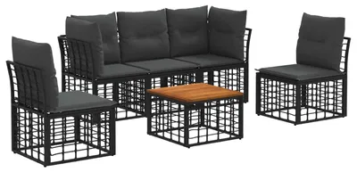 Produktbild von vidaXL Outdoor-Sofagarnitur 6 pcs Schwarz und Dunkelgrau Polyester