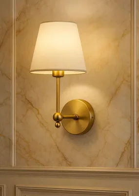Produktbild von Opviq, Wandleuchte Gold/Weiß, Metallkörper, Ø10-15 cm, E27, IP20, 30 cm