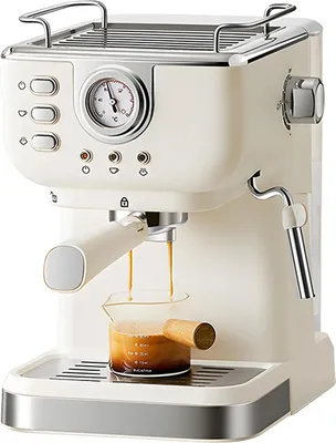 Image de Machine à café - Machine à expresso semi-automatique - Pression de 20 bars - Puissance de 1 050 W - Capacité de 1,5 l - Pour la maison et les cafés