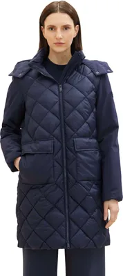 Produktbild von TOM TAILOR Damen Steppmantel mit Abnehmbarer Kapuze & Taschen