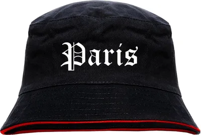 Produktbild von Paris Anglerhut - Altdeutsche Schrift - Schwarz-Roter Fischerhut S/M SchwarzRot