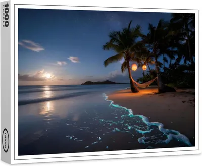 Produktbild von raxxa Premium-Puzzle "Leuchtender Strand im Mondlicht", 1000 Teile