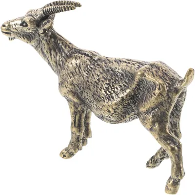 Produktbild von Vintage Messing Geit Skulptur, 12 cm, chinesisches Sternzeichen, Bürodekoration