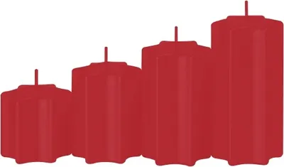 Produktbild von 4er Set Sternkerzen abgestuft Rot Ø 6 cm