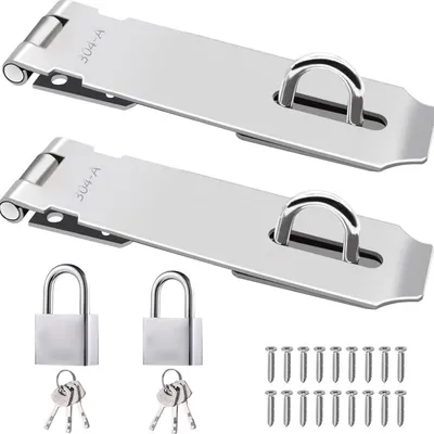 Immagine prodotto di Chiusura a lucchetto, serratura di sicurezza per porte, 4 pollici, acciaio inossidabile 304, con viti