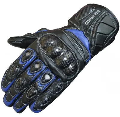 Produktbild von Motorradhandschuhe Motorrad Biker Handschuhe Lederhandschuhe, Größe:8=M, Farbe:Blau