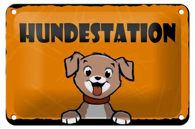Produktbild von Blechschild Hinweis 18x12cm Hundestation (orange)