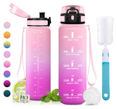 Produktbild von Trinkflasche 1L mit Filter, BPA-frei, auslaufsicher, Sportflasche für Schule