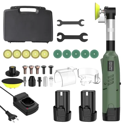 Image de Nettoyeur de joints électrique pour carrelage - 7 vitesses - Tête pivotante à 90° - Polisseur et coupe-joints électrique - 220V - Vert, avec batterie