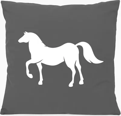 Produktbild von Huuraa Kissen Pferd Silhouette 40x40cm mit Füllung Steel Grey Baumwolle Dekokissen Geschenkidee
