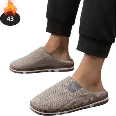 Productafbeelding van Nivard Warme Pantoffels - Sloffen - Slippers - Dames - Heren - Pluche - Maat 43 - Koffie