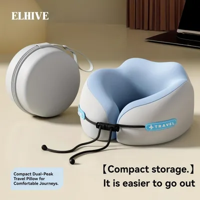 Produktbild von STUNQ® U-förmiges Nackenkissen aus Memory-Schaum – Weiches Reisekissen, Massagekissen für den Nacken, Schlaf- und Flugkissen, Nackenstütze für zu Hause