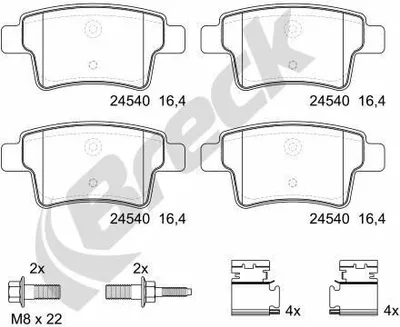 Produktbild von BRECK Bremsbeläge Satz Hinten Bremsklötze für CITROËN C4 Grand Picasso I (UA) 24540 00 704 00