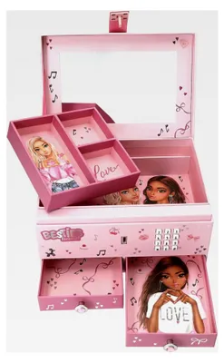 Produktbild von TOPModel My BFF - Großes Schmuckkästchen in Rosa mit Modelmotiv und Herzen, Schmuckbox mit Code, Sound und Spiegel