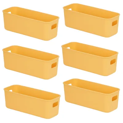 Produktbild von 6 Kunststoff Aufbewahrungsboxen mit Griffen - Organizer für Badezimmer und Küche (Gelb)