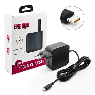 Zdjęcie produktu dla Zasilacz ENERON Adapter 65W czarny Ładowarka GaN USB-C do laptopa Dell Lenovo HP ASUS