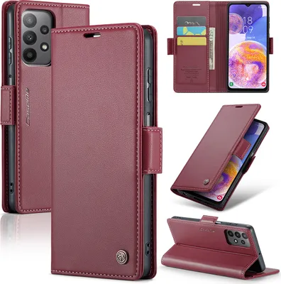 Produktbild von Galaxy A23 Hülle, Leder Brieftasche Kartenfach Schutzhülle mit Standfunktion für Samsung Galaxy A23 5G/4G Rot