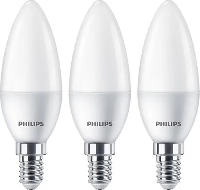 Imagen del producto de 3X Philips LED Bombilla Kerzenform 4,9W = 40W E14 Mate 470lm Blanco Cálido 2700K