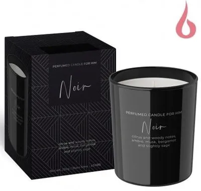 Image de Bougie en verre 220 g blanche dans une boîte For Him Noir