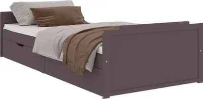 Produktbild von vidaXL Massivholzbett mit Schubladen Dunkelbraun Kiefer 90x200 cm