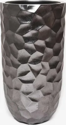 Immagine prodotto di Vaso da fiori AMOLAR in fibra di vetro, argento satinato, 41x41x75 cm