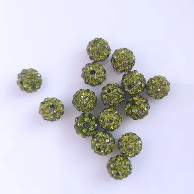 Produktbild von Shamballa Perlen, glitzer, 10 mm, 10 Stück, Grün