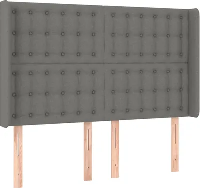 Obrázek produktu pro vidaXL Čelo postele s ušima tmavě šedé 147x16x118/128 cm Látka