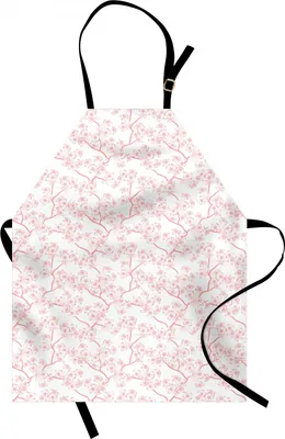 Produktbild von ABAKUHAUS Natur Kochschürze, Muster Mit Weichen Frühlingszweigen Blühende Blumen Und Blätter Feminine Druck, Höhenverstellbar Klare Farben ohne verblassen, Schamesröte Weiß