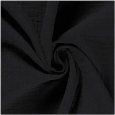50x130cm Musselin Stoff uni Oeko-Tex zertifiziert Meterware Mulltuch schwarz