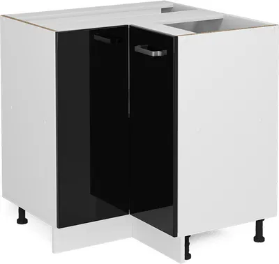 Produktbild von Eckunterschrank Vicco R-Line Schwarz Hochglanz 75.6 cm ohne Arbeitsplatte, Model 41211