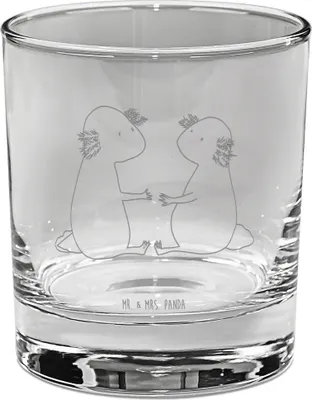 Produktbild von Mr. & Mrs. Panda Glas Axolotl Liebe - Transparent - Geschenk, Tumbler, Lurch, Longdrinkglas, Valentinstag, Trinkglas, Cocktailglas