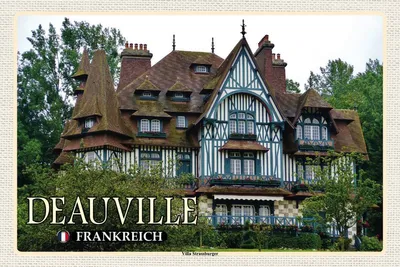 Produktbild von vianmo Holzschild 12x18 cm Deauville Frankreich Villa Strassburger