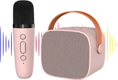 Obrázek produktu pro P2 přenosný reproduktor, bezdrátový reproduktor, karaoke reproduktor, venkovní reproduktor, Bluetooth 5.0, jeden mikrofon, růžový