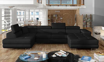 Produktbild von NABBI Ecksofa U mit Zerlegung Rossano U L - schwarz (Sawana 14)